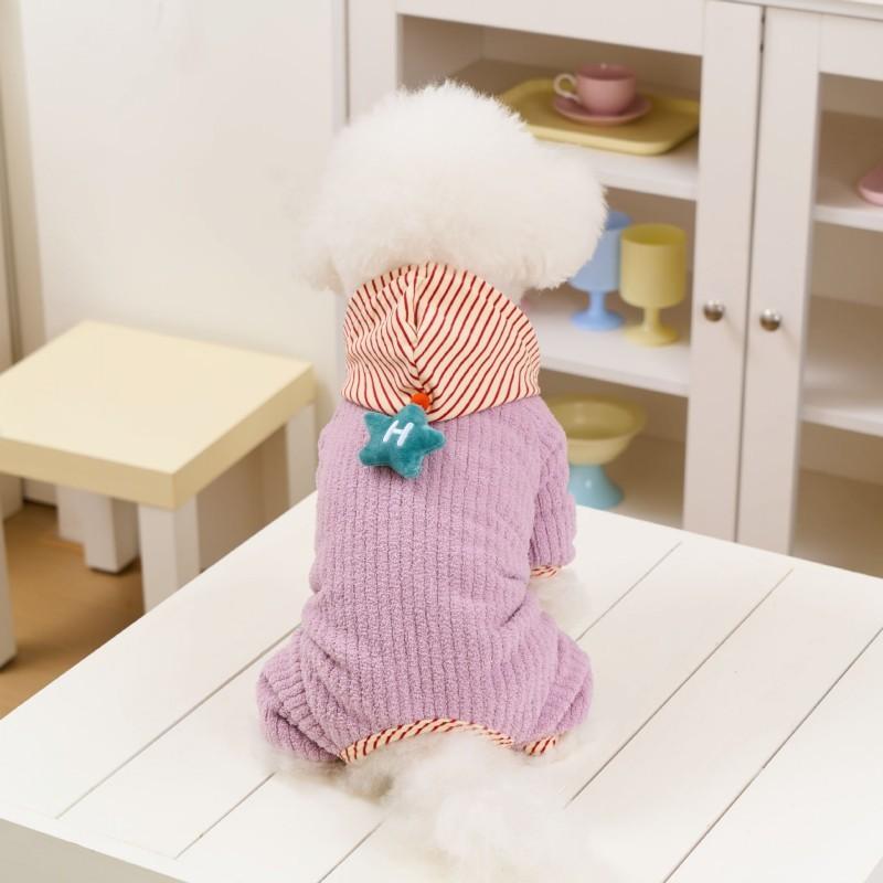 Fleece Dog Costume Autumn Winter Pet Jumpsuit Hoodies Dog Clothes Four Legs Clothing Puppy Coat Chihuahua Bichon Yorkie Pajamas