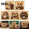 Christmas Themed DIY Projects Faux Pearl Art Kit, Xmas Hat Cat Dog Painting Relaxing Crafts for Adults 3D Puppy Bead Craft Kit Adults, Festive