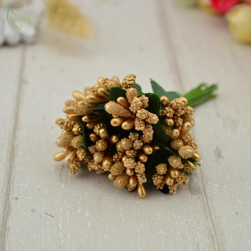 12Pcs/lot Artificial Flowers Stamen Handmade Cheap Wedding Decor Diy Wreath Needlework Gift Box Scrapbook Fake Flowers Ornaments