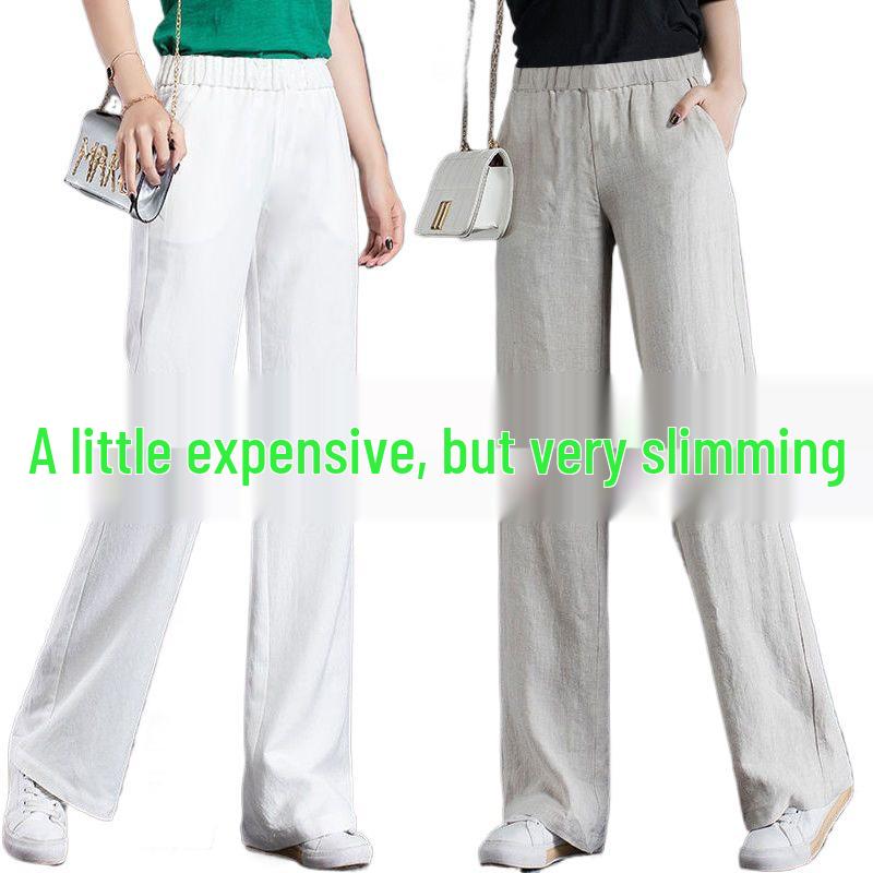 Pure Cotton High-Waisted Wide-Leg Pants for Women, Loose Drapey Fit, Perfect for Spring/Summer 2026.