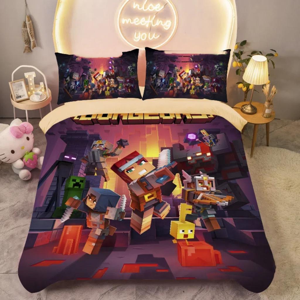 Anime quilt cover My World Duvet Cover My World Monster Hunters Bedding Set Pillowcases Bedclothes Children's Kids Adult
