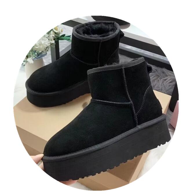 Fashion 2025 New Women Designer Winter Shoes Fur Lady High Heels Platform Snow Ankle Boots Classic Mini Luxury Botas Mujer Zapatos