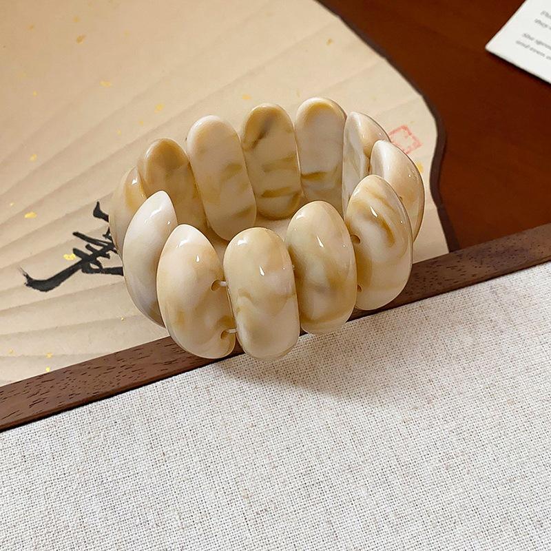 Bracciale Ovale in Acrilico Marmo Europeo e Americano - Pezzo di Gioielleria Retro alla Moda