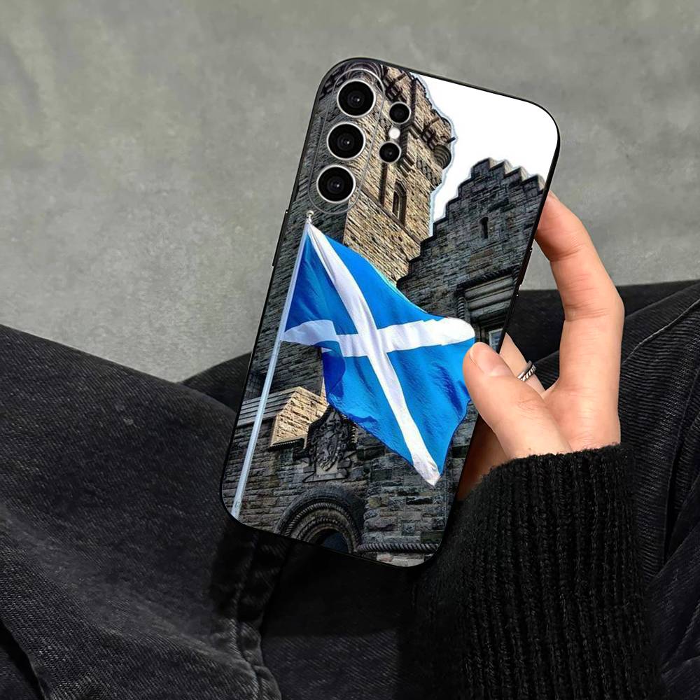S-Scotland Scottish Flag Phone Case For Samsung S25,S24,S21,S22,S23,S30,Ultra,S20,Plus,Fe,Note,10,9,5G Black Cover