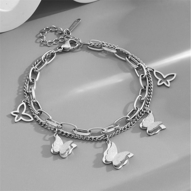 New Butterfly Roman Digital Love Micro-inlaid Zircon Titanium Steel Colorfast Luxury Ins Niche Exquisite Valentine's Day Gift