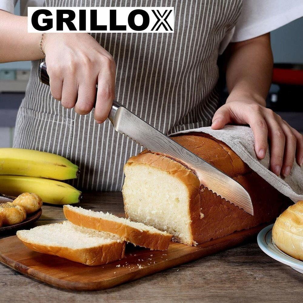 GRILLOX Professional Bread Knife 20cm Serrated Edge High-quality Stainless Steel Ultra Sharp