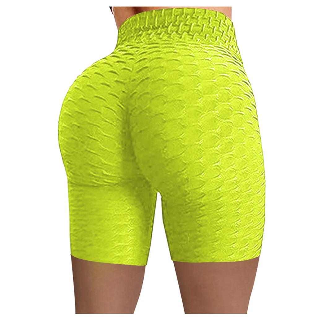 Women Wrinkled High Waist Hip Stretch Running Fitness Yoga Pants Biker Shorts