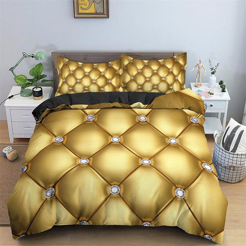Digital 3D Printed Three-Piece Deluxe Abstract Geometric Covered Ultra Fiber Diamond Bedding