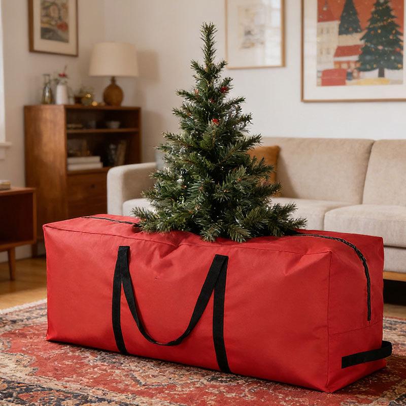 Red Christmas Tree Storage Bag Container Heavy Duty Xmas Home Storage Box 210D Oxford Fabric Waterproof&Dustproof with Zipper
