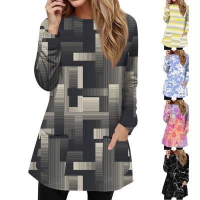 Women's Sweatshirt Pullover Active Sportswear Pocket Print Casual Round Neck Long Sleeve Top