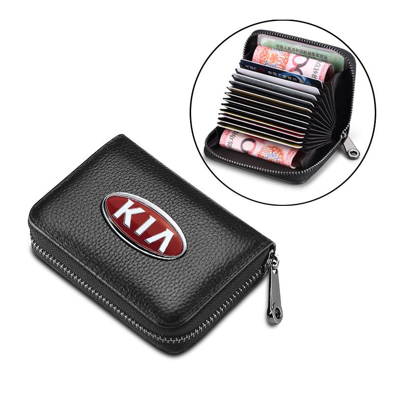 1pcs Fashion Leather Car Driver's License ID Card Bank Card Wallet Car Styling For Kia Rio Ceed Sportage Cerato Soul Sorento K2 K5 Flip Car Accessorie