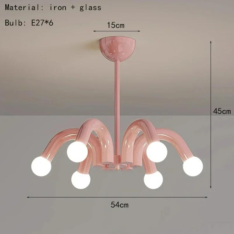 

Подвесной светильник Nordic Black Beige Pink Metal Home Art Deco Chandelier Lighting Parlor Bedroom Dining Room Hanging Lamp E27 Bulb Neutral light розовый