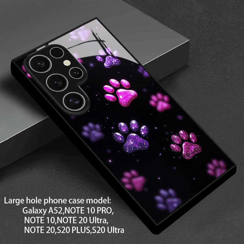 Cute Glitter Paw Print Glass phone case mobile phones fashion phone cases for Samsung Galaxy S26 S25 S24 S23 S22 FE Ultra Plus