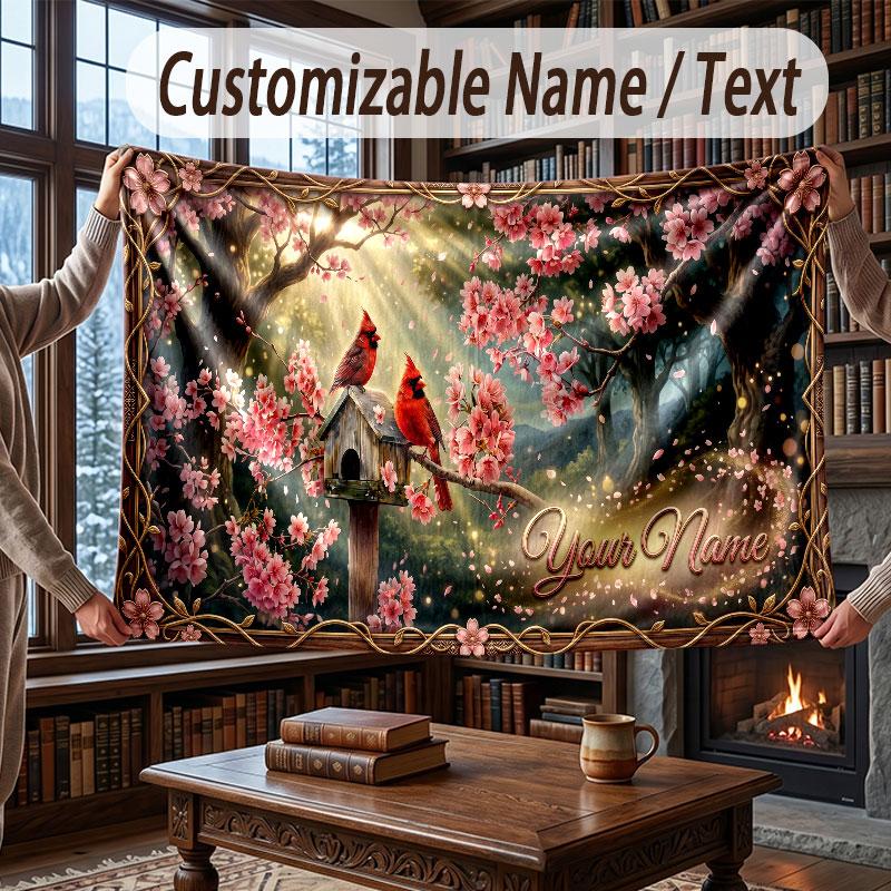 Naturbibliothek Reise-Thema Überwurfdecke Personalisierte Decke mit Name und Text Weiche Gemütliche Decke für Zuhause Sofa Bett