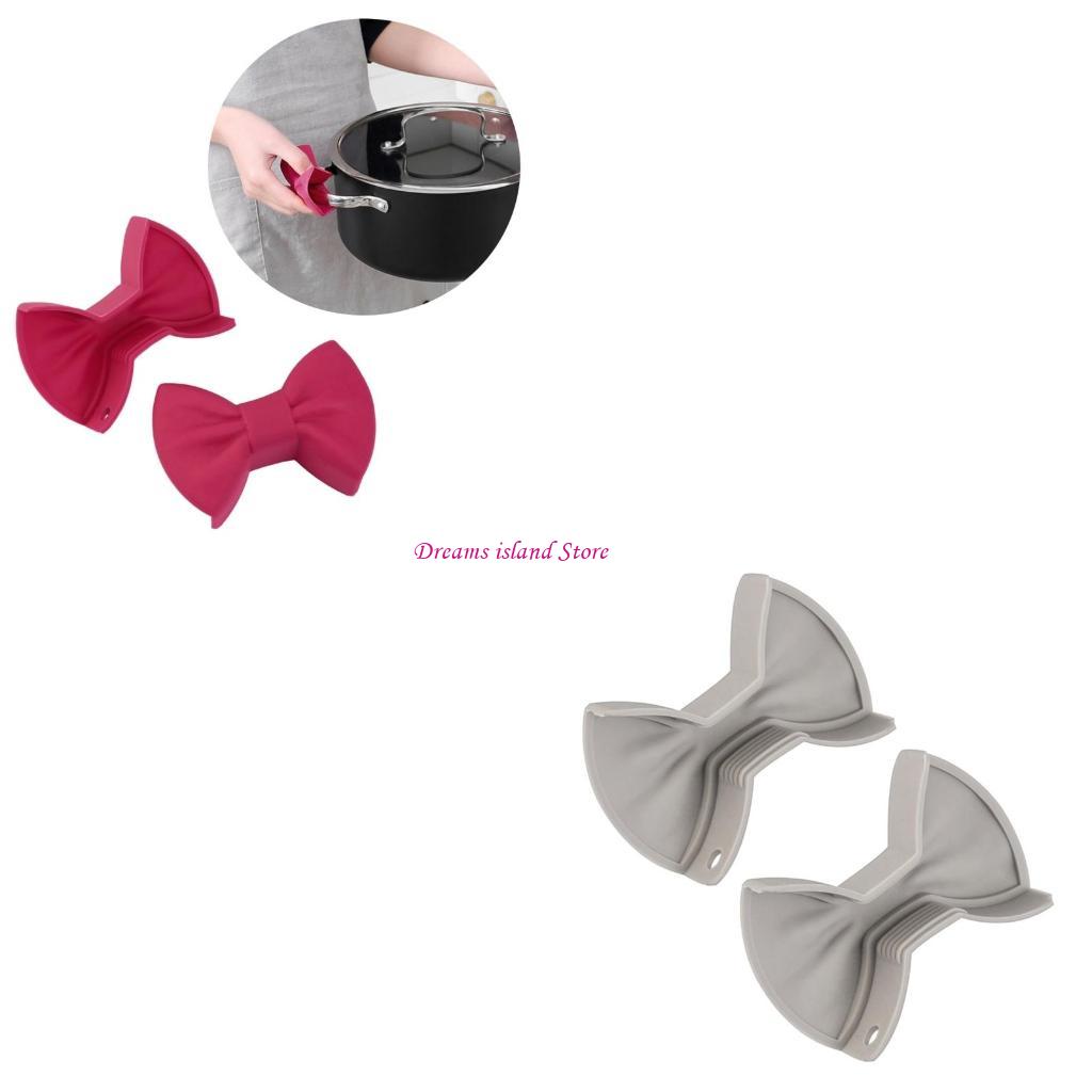 2 Pack Convenient Silicone Finger Protector Oven Gloves Silicone Bowknot Clip Heat Insulation Clip for Kitchen Safety HX6C