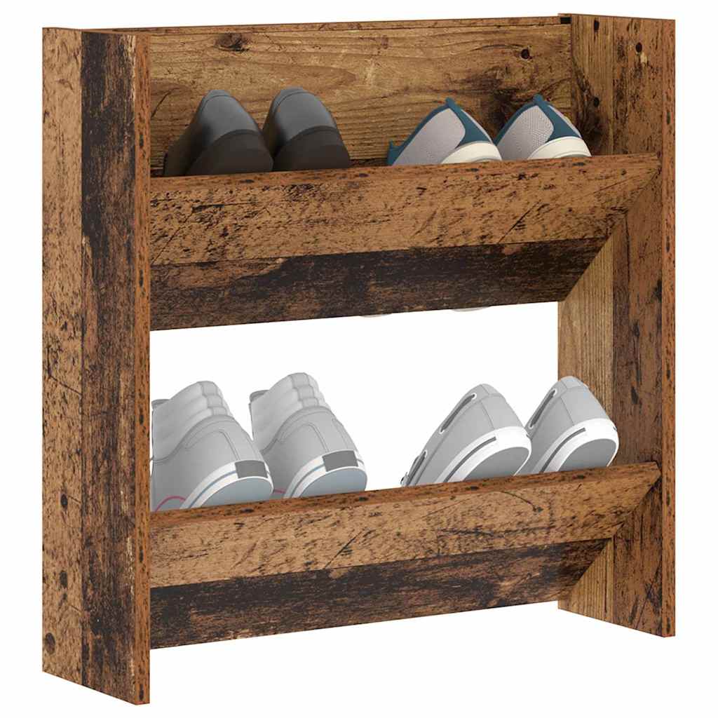 Shoe Cabinet with Shelf Rustic Wood Look 60 x 18 x 60 cm Engineered Wood