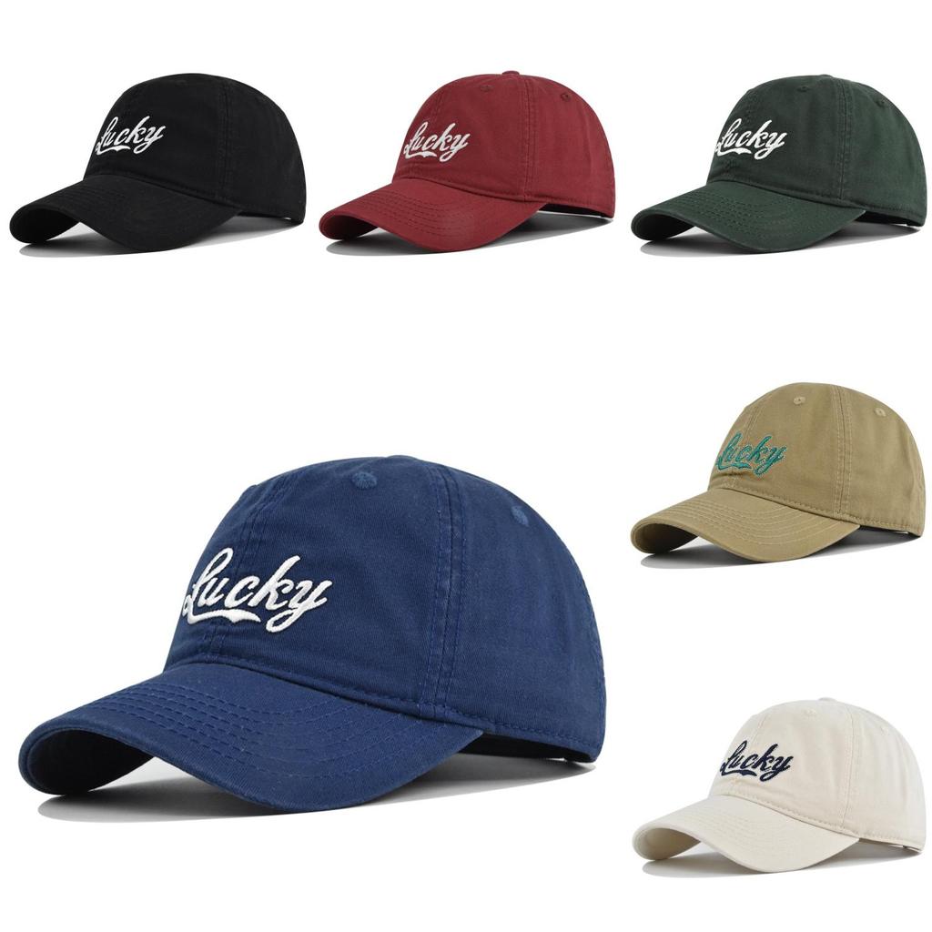 Vintage Style Lucky Embroidered Baseball Cap With Wide Brim