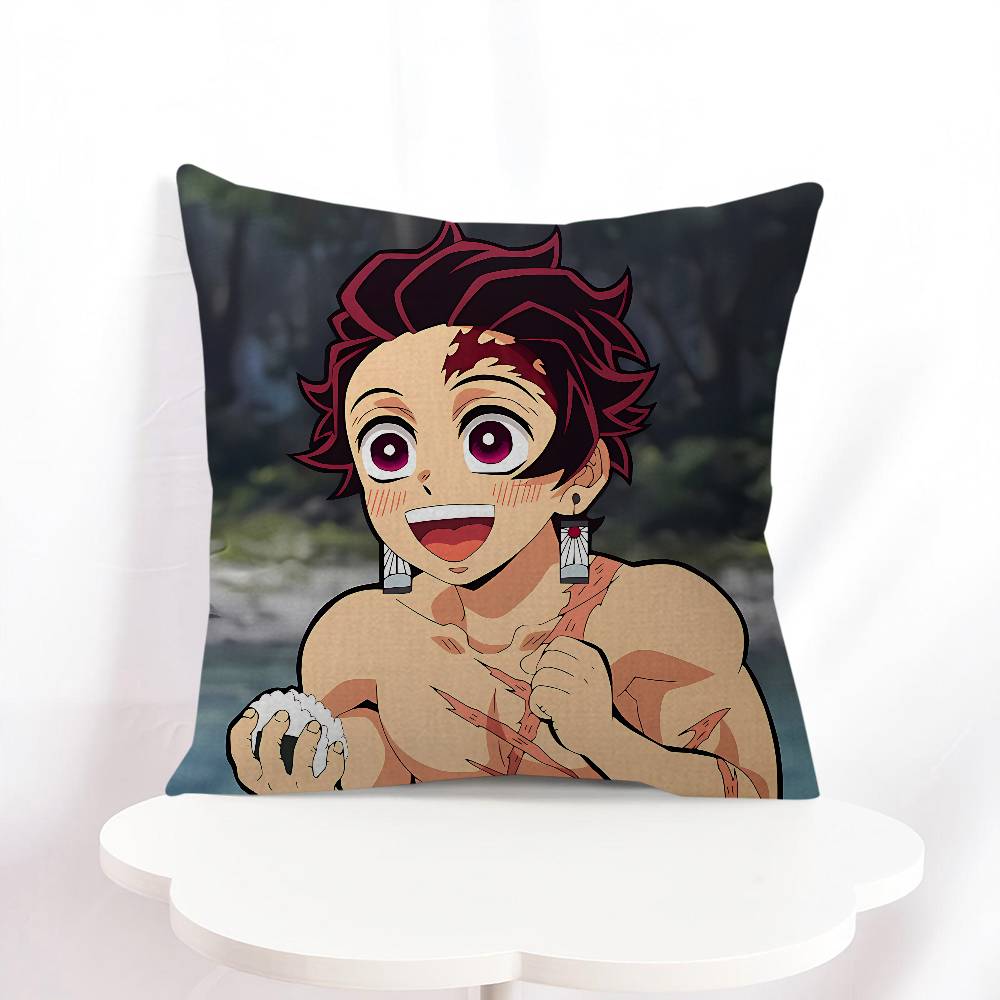 K-Kamado T-Tanjiro Office Cushion Pillowcase Car Cushion Cover45X45CM Lumbar Pillowcase Sofa Pillowcover
