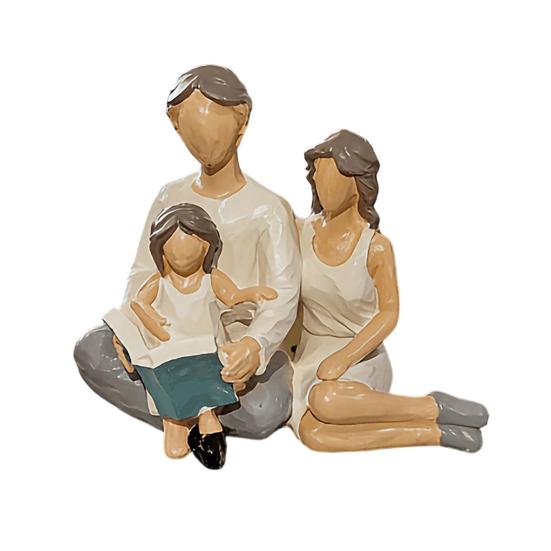 Hand Painted Desktop Figurine Family Reading Resin Statue,Abstract Faceless Parent Child Sculpture, Hand-Painted Minimalist Heartwarming Companionship