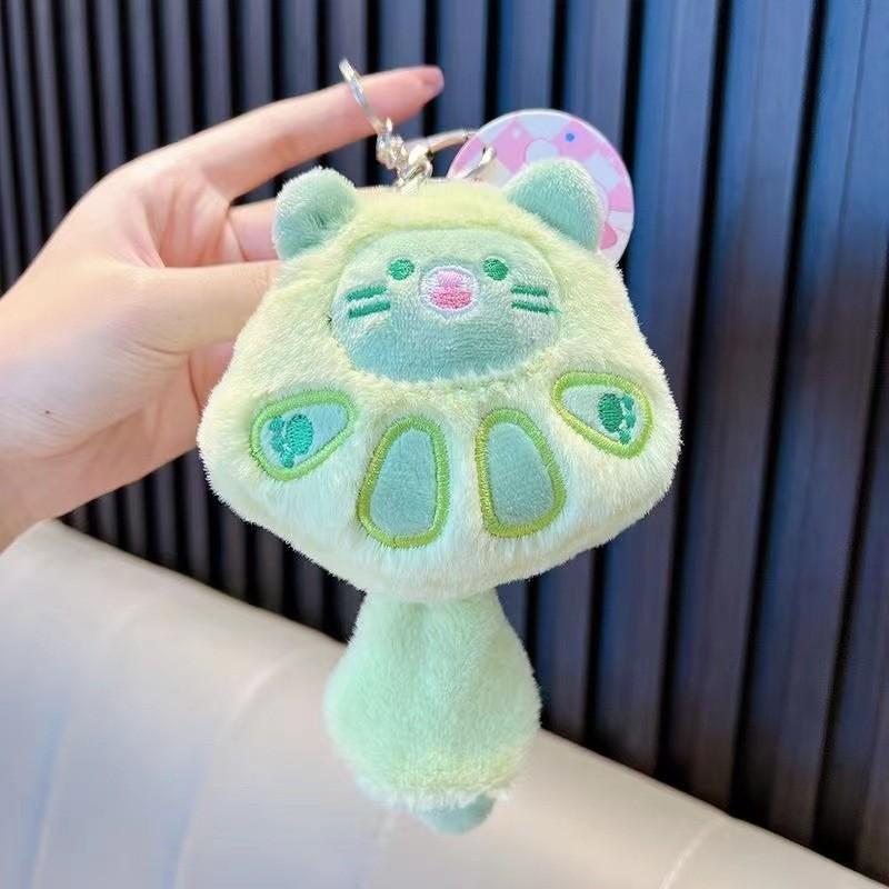 Adorable Paw Print Cat Plush Keychain Soft Cartoon Animal Stuffed Toy Gift зелёный
