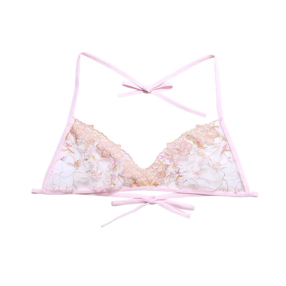 

Ультратонкие бретели-бандажи, полая открытая спина, женские бюстгальтеры, вышитое сексуальное нижнее белье розовый