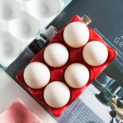 Egg Holder Anti-Slip 6 Grids Ceramic Eco-Friendly Egg Container for Kitchen