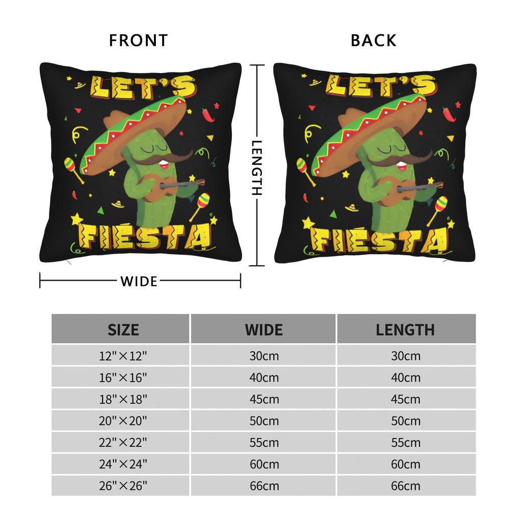 Pillow Cover Let'S Fiesta Party Printed Mexican Amigo Cinco De Mayo Sombrero Retro Trendy Pillow Case For Couch Sofa Bedroom