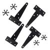 4pcs Heavy Duty T Strap Hinges Wrought Metal Hardware Rustproof Shed Door Hinges Rustproof T Hinges set for Wood Gates
