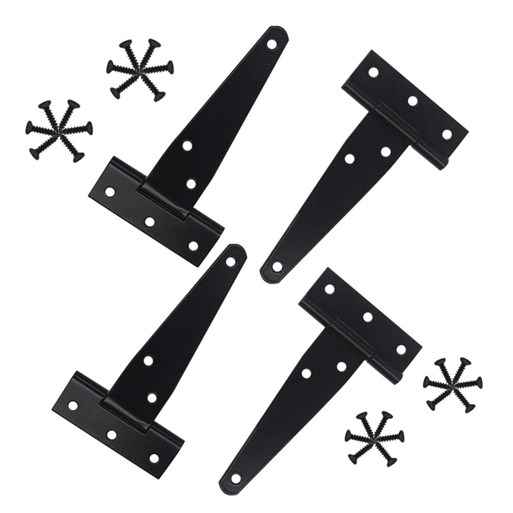 4pcs Heavy Duty T Strap Hinges Wrought Metal Hardware Rustproof Shed Door Hinges Rustproof T Hinges set for Wood Gates