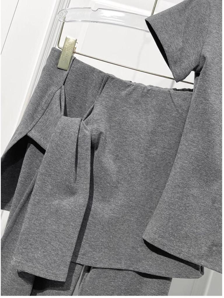 Summer Slimming T-shirt & High-Waisted Flare Pants Skirt Set