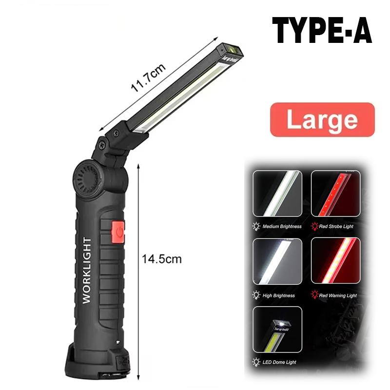 Rechargeable COB Work Light w/Magnet Base,360° Rotating Hook,XPE LED,Portable Camping Light,Outdoor,Emergency,Reading,Fishing