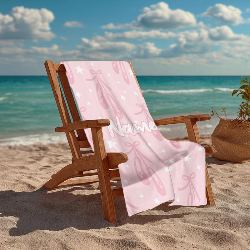 Custom Name Ultra-Soft Beach Towel with ballet Theme,Ideal for Pool - Camping, Diving - Perfect Travel Essential, Vibrant Beach Towel.
