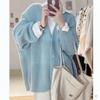 Women Soft Comfortable Casual Breathable Lazy Fashion Simple Solid Top Coat Loose V-neck Long Sleeve Knit Sweater Cardigan