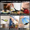 780g Silicone Kitchen Non-Stick 12-Piece Cookware Set with Wooden Handle Spatula Turner, Barrel Packaging