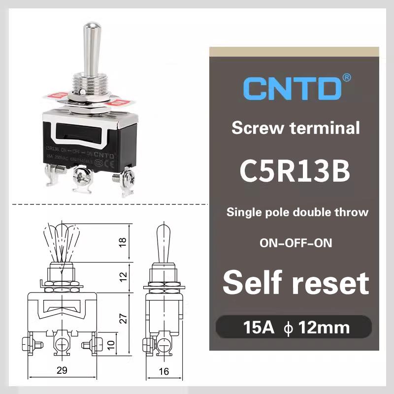 CNTD C5 Toggle Switch Self-locking 15A 250VAC Single Pole Double Pole Switch With Rainproof-cap Switches4