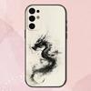 Dragon Pattern Ink Brush Painting Phone Case For Samsung S24,S21,S22,S23,S30,Ultra,S20,Plus,Fe,Lite,Note,10,9,5G Black Cover