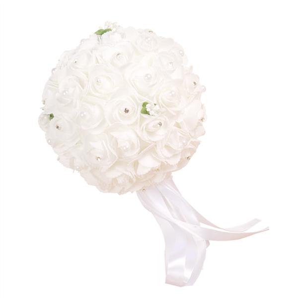 1 Buc Mireasa Nunta Buchet Perla Flori Din Satin De Mătase Buchetul