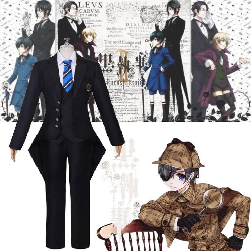 Black Butler Sebastian Cosplay Kostüm Polyester Stoff Einfacher Stil Japanisches Anime Thema