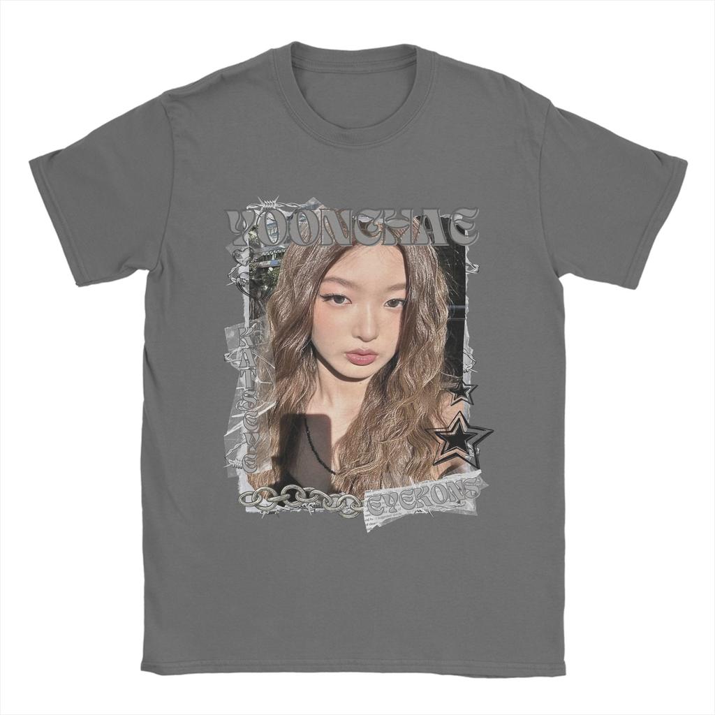 KATSEYE Yoonchae Kpop Y2K Group TShirts Unisex Casual Pure Cotton Tee Shirt Crew Neck Short Sleeve T Shirts Summer Clothes