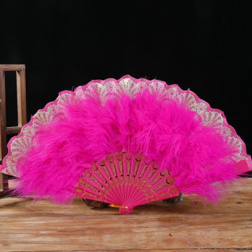 Elegant Lace Feathered Fan for Women 1920s Vintage Styles Flapper Folding Handheld Hand Fan for Cosplay Parties Event