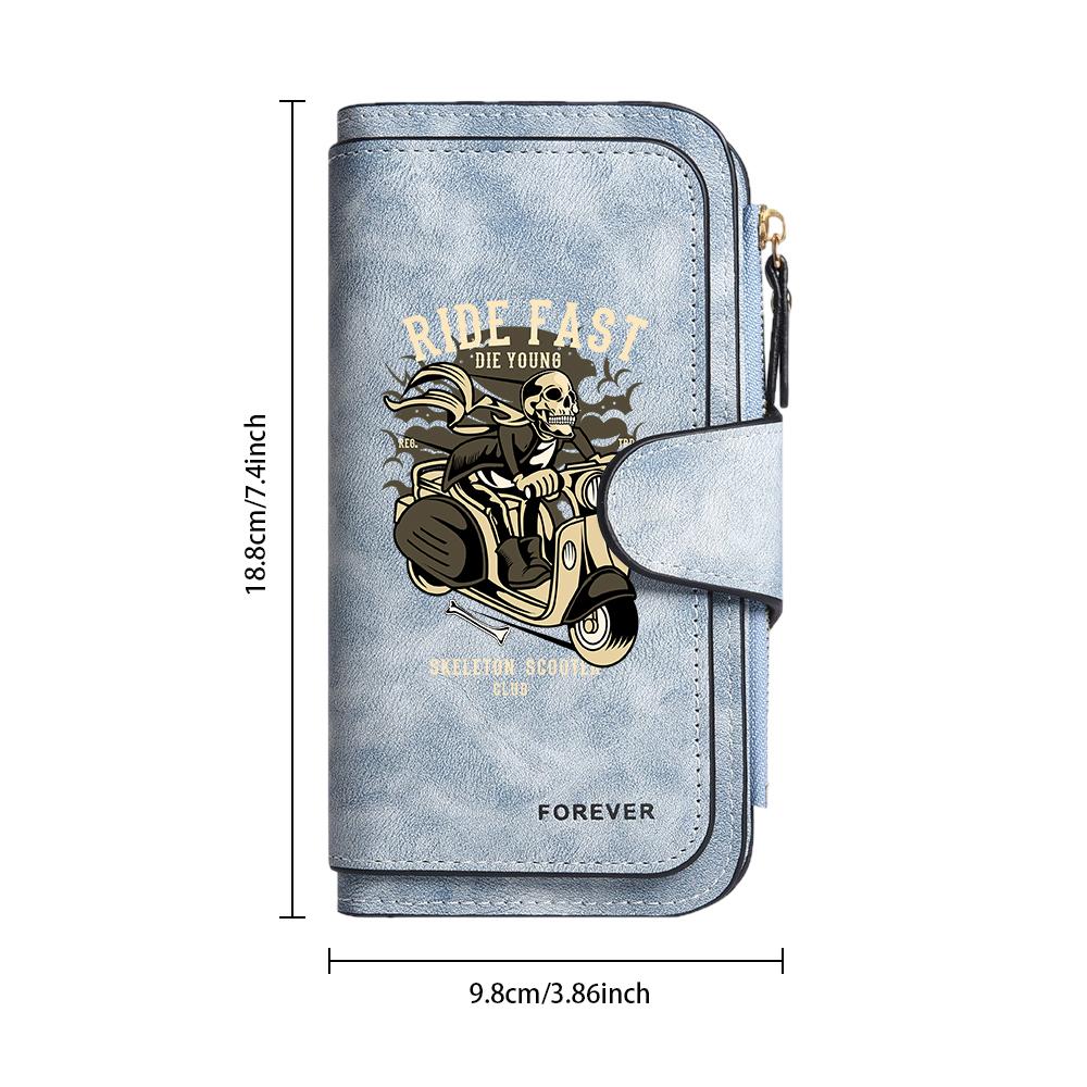 Stylish Biker Pattern Long Wallet Casual Portable Multi Card Slot Purse