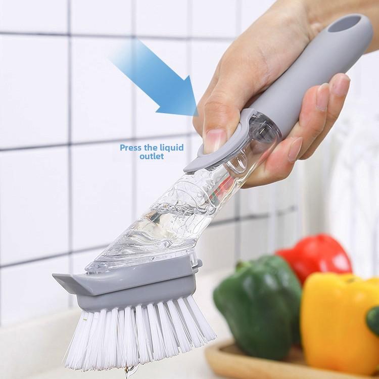 Automatic Liquid Adding Pot Brush Long Handle Pot Brush Dishwashing Artifact Kitchen Cleaning Decontamination Brush Multifunctional Cleaning Brush