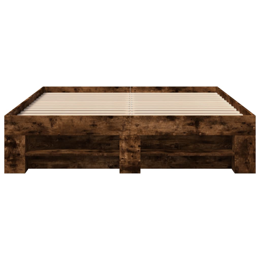 Bed Frame without Mattress Smoked Oak Finish 120 x 190 cm Engineered Wood