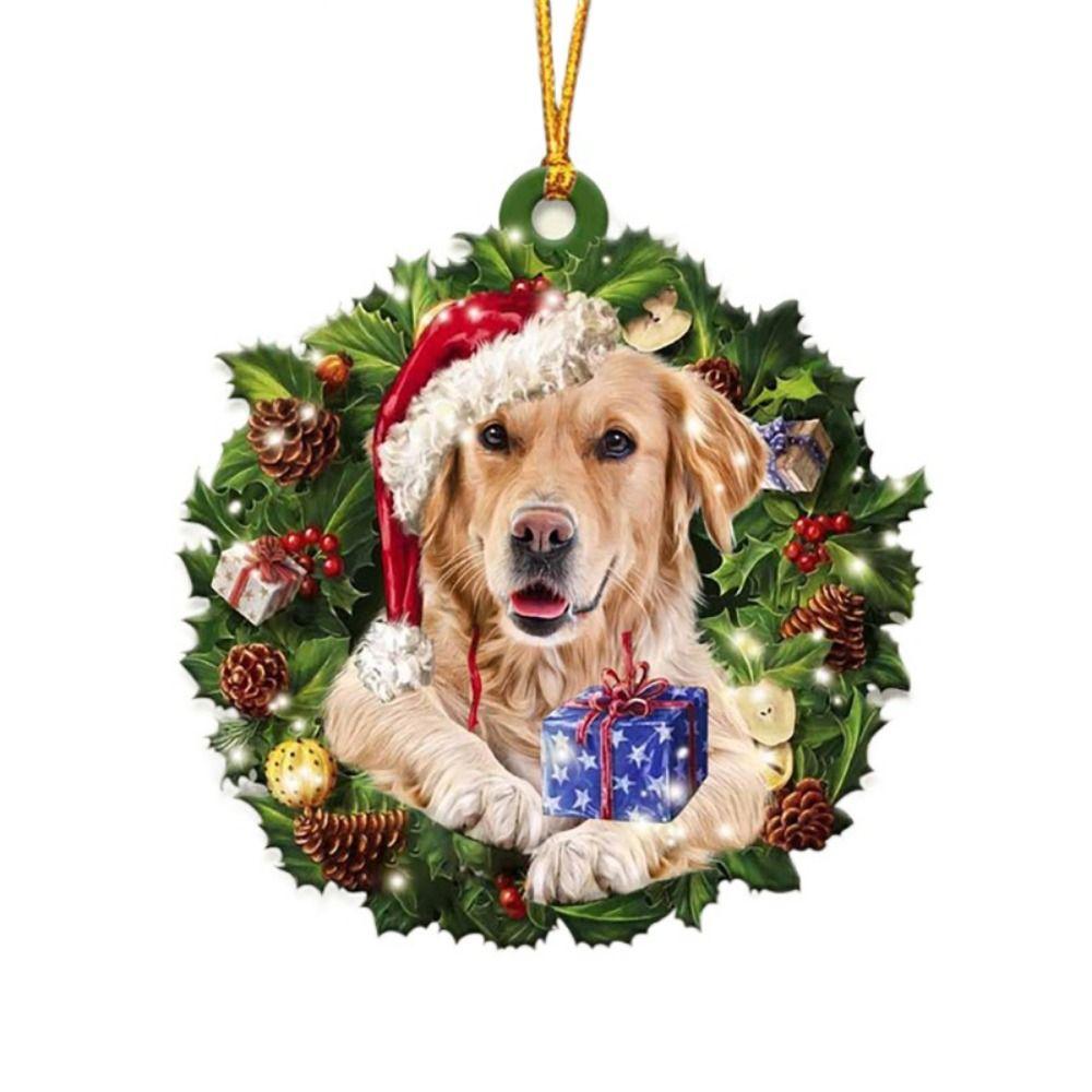 2D Weihnachtshund Acryl Anhänger Hängender Acryl Weihnachtsbaum Anhänger 8cm Dekorative Weihnachtshunde Schmuckstück Fenster
