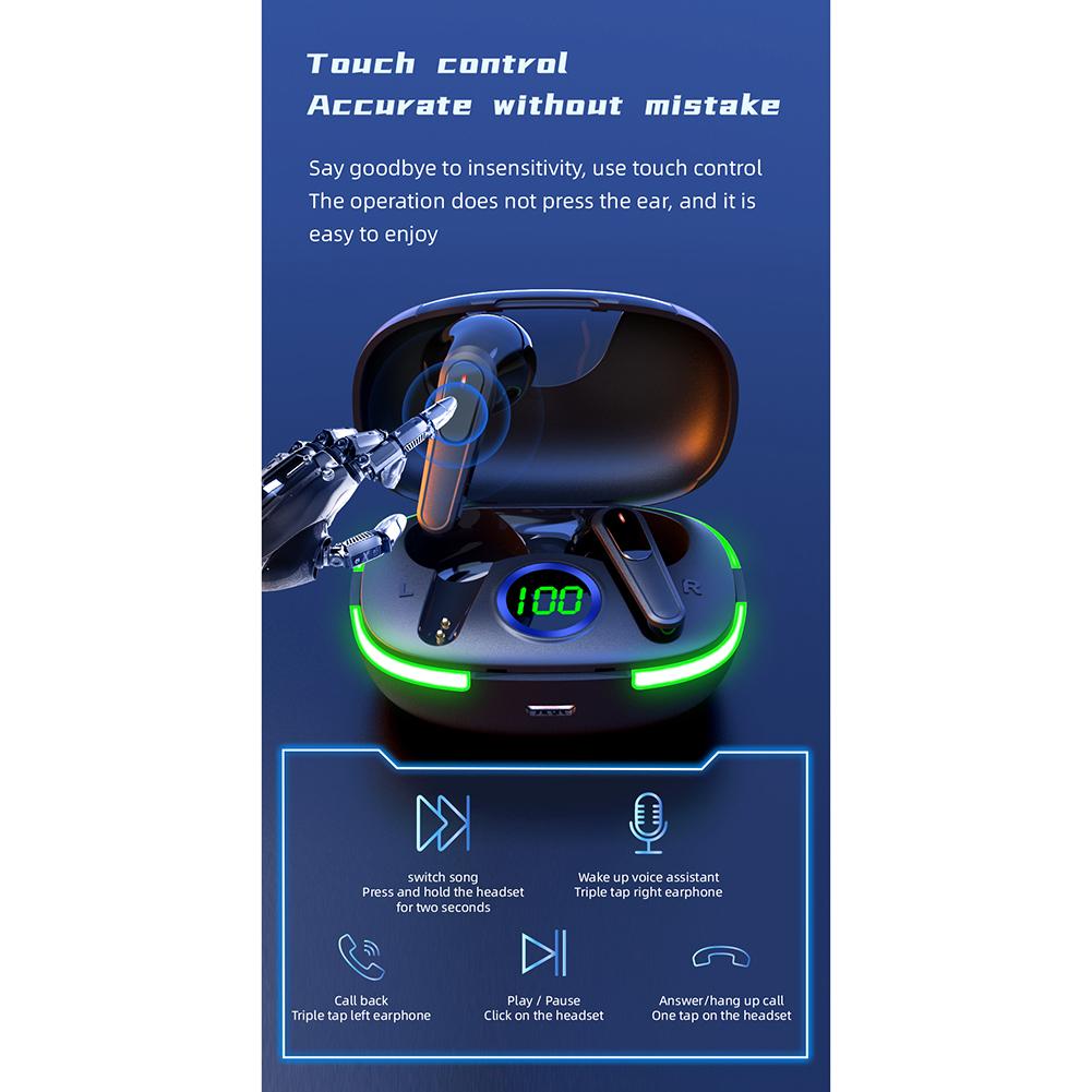 1 Pair Pro 80 TWS Wireless Bluetooth-compatible Headset With Microphone Led Display Ipx4 Waterproof Sports Earphone