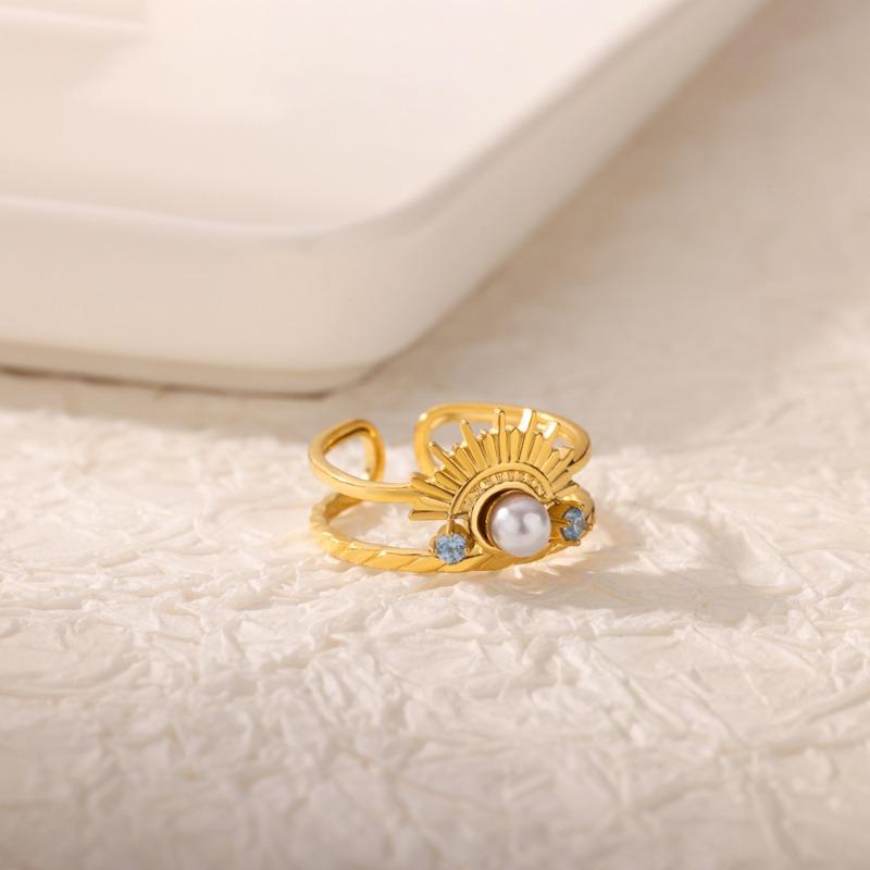 Popular style zircon square ring women's high-end titanium steel k gold stainless steel ring