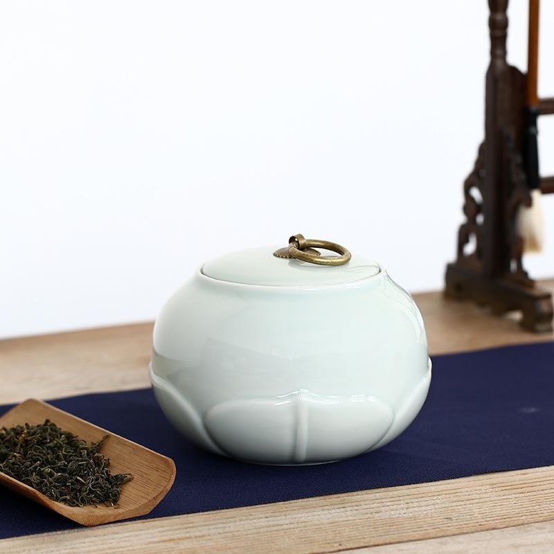 

Ceramic tea can gift box sealed tank household storage tea can storage tank porcelain tank green black tea Pu er tea tank