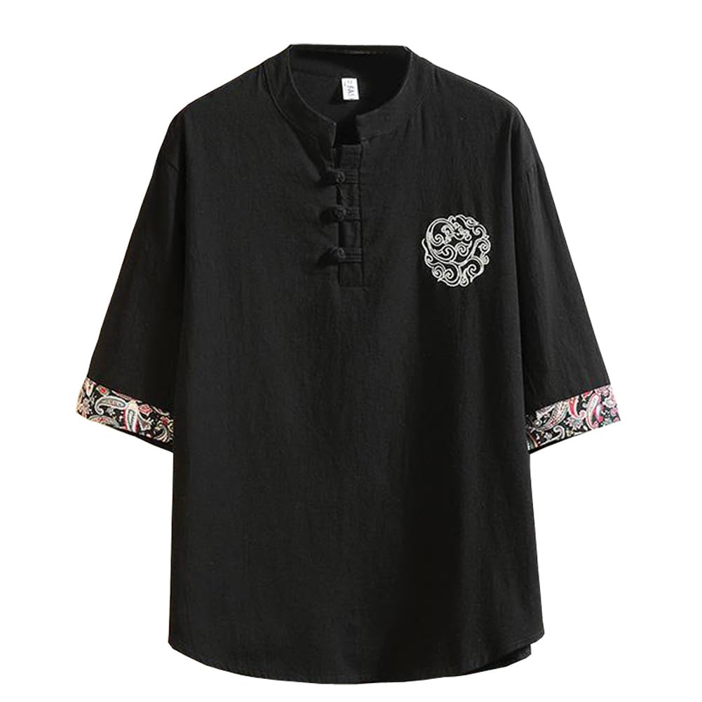 

FJLTDCP Летняя футболка в японском стиле с рукавами, хаори, стиль, вышивка, размеры, повседневная, посадка, стильная,