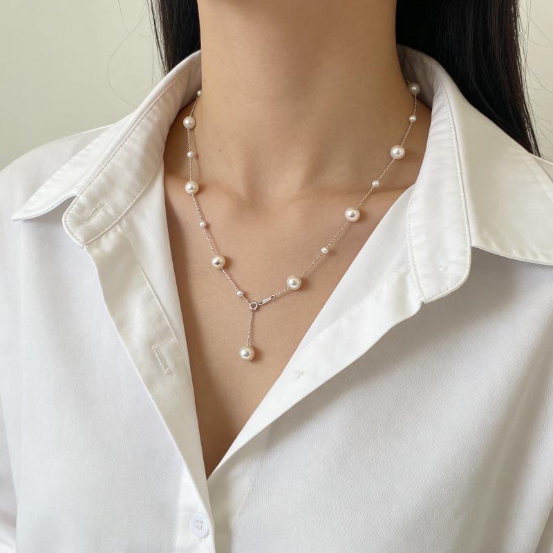 S925 Sterling Silver Starry Pearl Necklace - Elegant Clavicle Chain 925 Silver