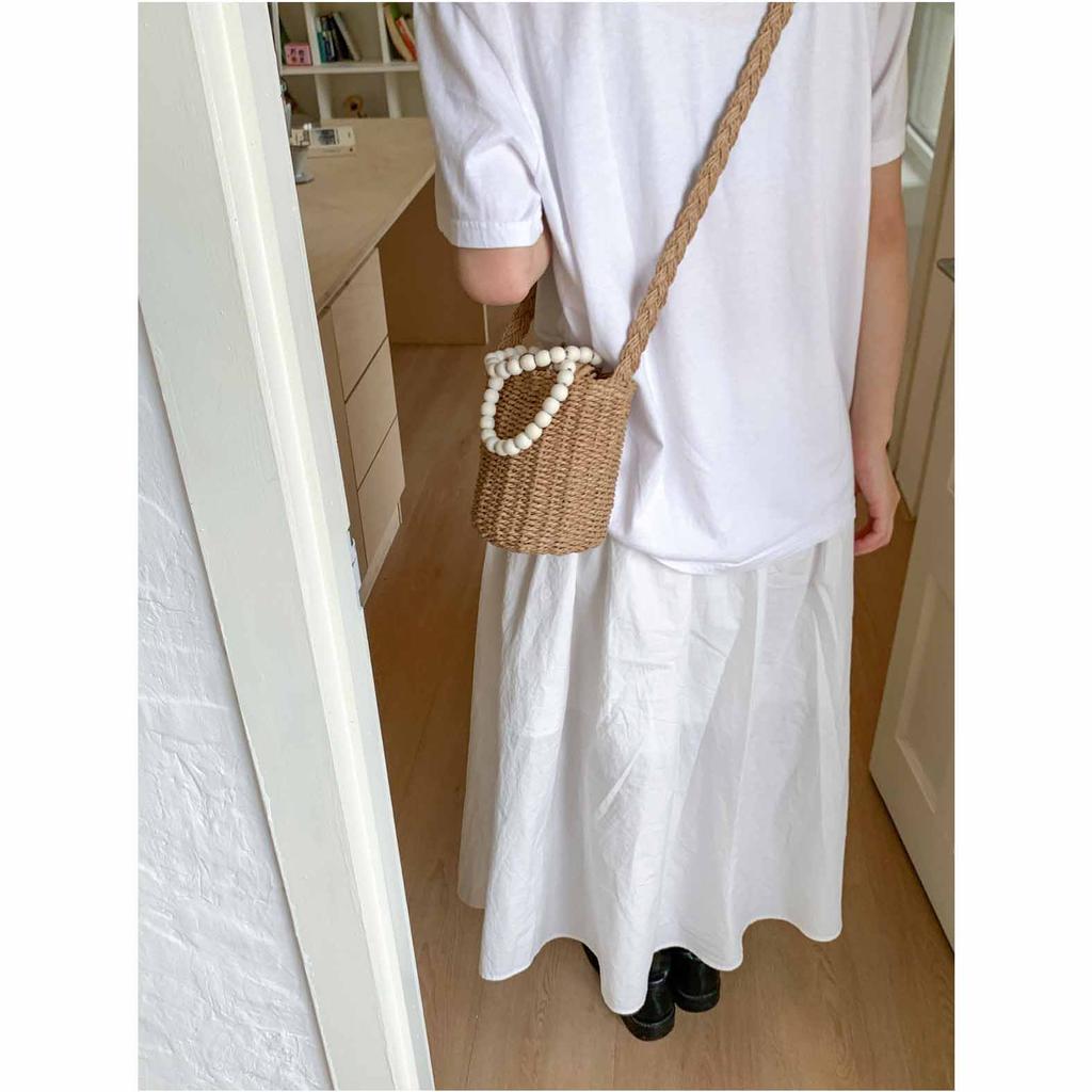 Beaded Hand-woven Bag for Women 2026 New All-match Small Fresh Leisure Beach Bag Crossbody Bucket Bag